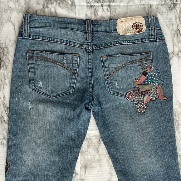 Zana Di Jeans | juniors sizing 3 low rise Y2K 90s flare jeans embroidered pearls - Picture 12 of 16